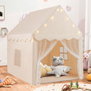 Kids Playhouse Tent with Washable Mat and Star Lights – Beige