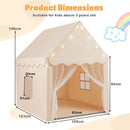 Kids Playhouse Tent with Washable Mat and Star Lights – Beige