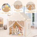 Kids Playhouse Tent with Washable Mat and Star Lights – Beige