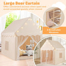 Kids Playhouse Tent with Washable Mat and Star Lights – Beige
