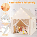 Kids Playhouse Tent with Washable Mat and Star Lights – Beige