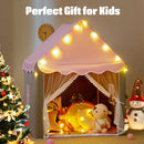 Kids Playhouse Tent with Washable Mat and Star Lights – Pink