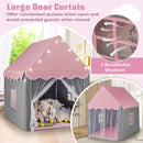 Kids Playhouse Tent with Washable Mat and Star Lights – Pink