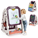 3-in-1 Kids Art Easel and Book Rack – Red