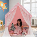 Large Kids Play Tent with Padded Mat and Mesh Curtains – Pink