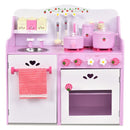 Pink and White Play Kitchen with 13-Piece Accessory Set – Pink & White