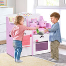 Pink and White Play Kitchen with 13-Piece Accessory Set – Pink & White