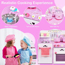 Pink and White Play Kitchen with 13-Piece Accessory Set – Pink & White