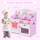 Pink and White Play Kitchen with 13-Piece Accessory Set – Pink & White