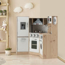 Corner Play Kitchen with Lights, Sounds and Washing Machine – White & Natural
