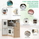 Corner Play Kitchen with Lights, Sounds and Washing Machine – White & Natural