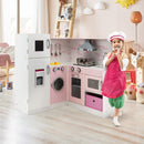 Corner Play Kitchen with Chef Outfit and Accessories – White & Pink