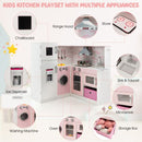 Corner Play Kitchen with Chef Outfit and Accessories – White & Pink