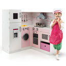 Corner Play Kitchen with Chef Outfit and Accessories – White & Pink