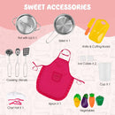 Corner Play Kitchen with Chef Outfit and Accessories – White & Pink