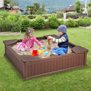 Kids Sandpit with Cover and Four Corner Seats – Brown
