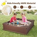 Kids Sandpit with Cover and Four Corner Seats – Brown
