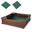 Kids Sandpit with Cover and Four Corner Seats – Brown