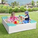 Kids Sandpit with Cover and Four Corner Seats – White