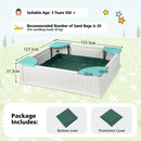 Kids Sandpit with Cover and Four Corner Seats – White