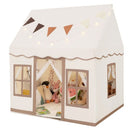 Kids Playhouse Tent with Mat and Star Lights – Brown
