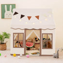 Kids Playhouse Tent with Mat and Star Lights – Brown