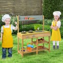 Outdoor Mud Kitchen with Water Box and Three Shelves – Natural, Blue & Yellow