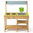 Outdoor Mud Kitchen with Water Box and Three Shelves – Natural, Blue & Yellow