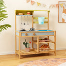 Outdoor Mud Kitchen with Blue Sink and Removable Shelf – Natural, Blue & Yellow