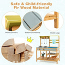Outdoor Mud Kitchen with Blue Sink and Removable Shelf – Natural, Blue & Yellow