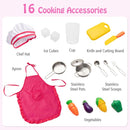 Height-Adjustable Pink Play Kitchen with Chef Accessories – Pink