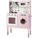 Height-Adjustable Pink Play Kitchen with Light-Up Range Hood – Pink