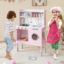 Height-Adjustable Pink Play Kitchen with Light-Up Range Hood – Pink