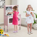 Height-Adjustable Pink Play Kitchen with Light-Up Range Hood – Pink