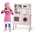 Height-Adjustable Pink Play Kitchen with Light-Up Range Hood – Pink