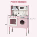 Height-Adjustable Pink Play Kitchen with Light-Up Range Hood – Pink