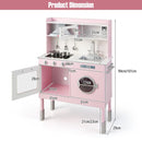 Height-Adjustable Pink Play Kitchen with Light-Up Range Hood – Pink