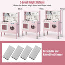 Height-Adjustable Pink Play Kitchen with Light-Up Range Hood – Pink