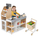 Wooden Pretend Supermarket with Shopping Cart – Natural