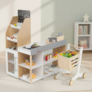 Wooden Pretend Supermarket with Shopping Cart – Natural