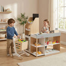 Wooden Pretend Supermarket with Shopping Cart – Natural