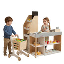 Wooden Pretend Supermarket with Shopping Cart – Natural