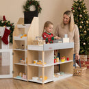 Wooden Pretend Supermarket with Shopping Cart – Natural