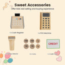 Wooden Pretend Supermarket with Shopping Cart – Natural