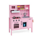 Wooden Play Kitchen with Microwave and Storage – Pink