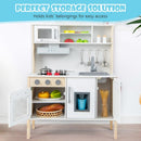 Wooden Play Kitchen with Microwave and Storage – White