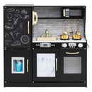 Wooden Play Kitchen with Chalkboard and Ice Maker – Black