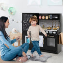 Wooden Play Kitchen with Chalkboard and Ice Maker – Black