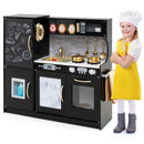 Wooden Play Kitchen with Chalkboard and Ice Maker – Black