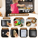 Wooden Play Kitchen with Chalkboard and Ice Maker – Black